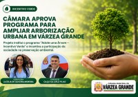 Câmara aprova Projeto de Lei que cria o Programa Municipal “Adote uma Árvore” em Várzea Grande