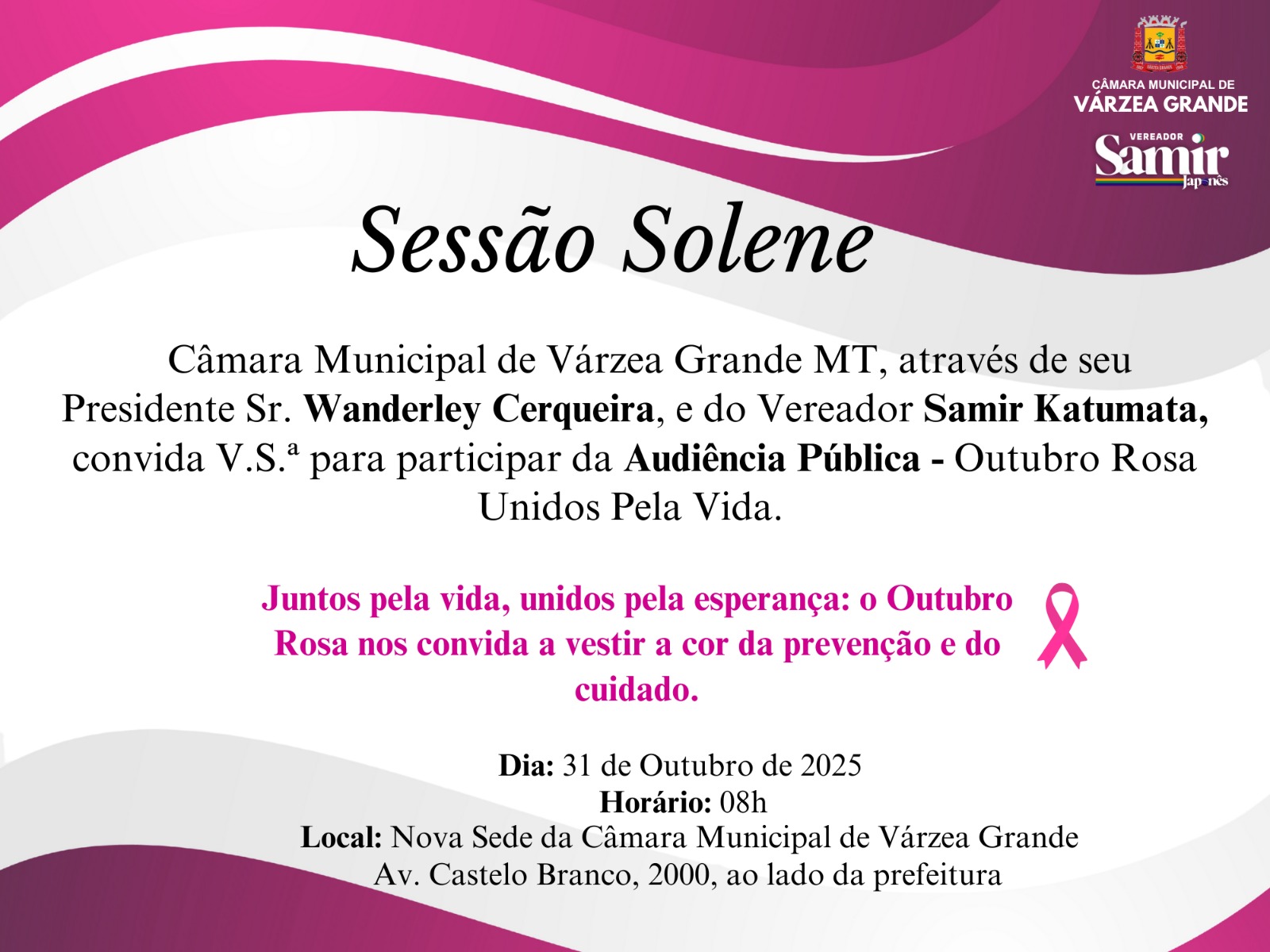 Câmara de Várzea Grande realiza encerramento da Campanha Outubro Rosa 2025