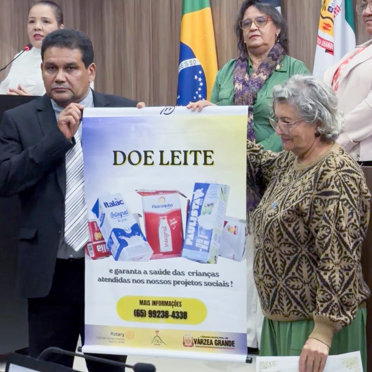 Câmara Municipal de Várzea Grande apoia campanha de arrecadação de leite em parceria com Rotary Club