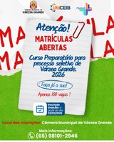 Câmara Municipal de Várzea Grande oferece curso preparatório para processo seletivo