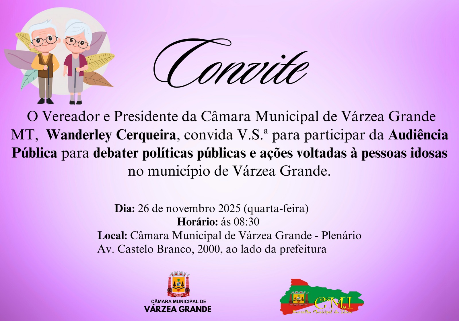 Presidente da Câmara, Wanderley Cerqueira, realiza audiência pública sobre políticas voltadas às pessoas idosas