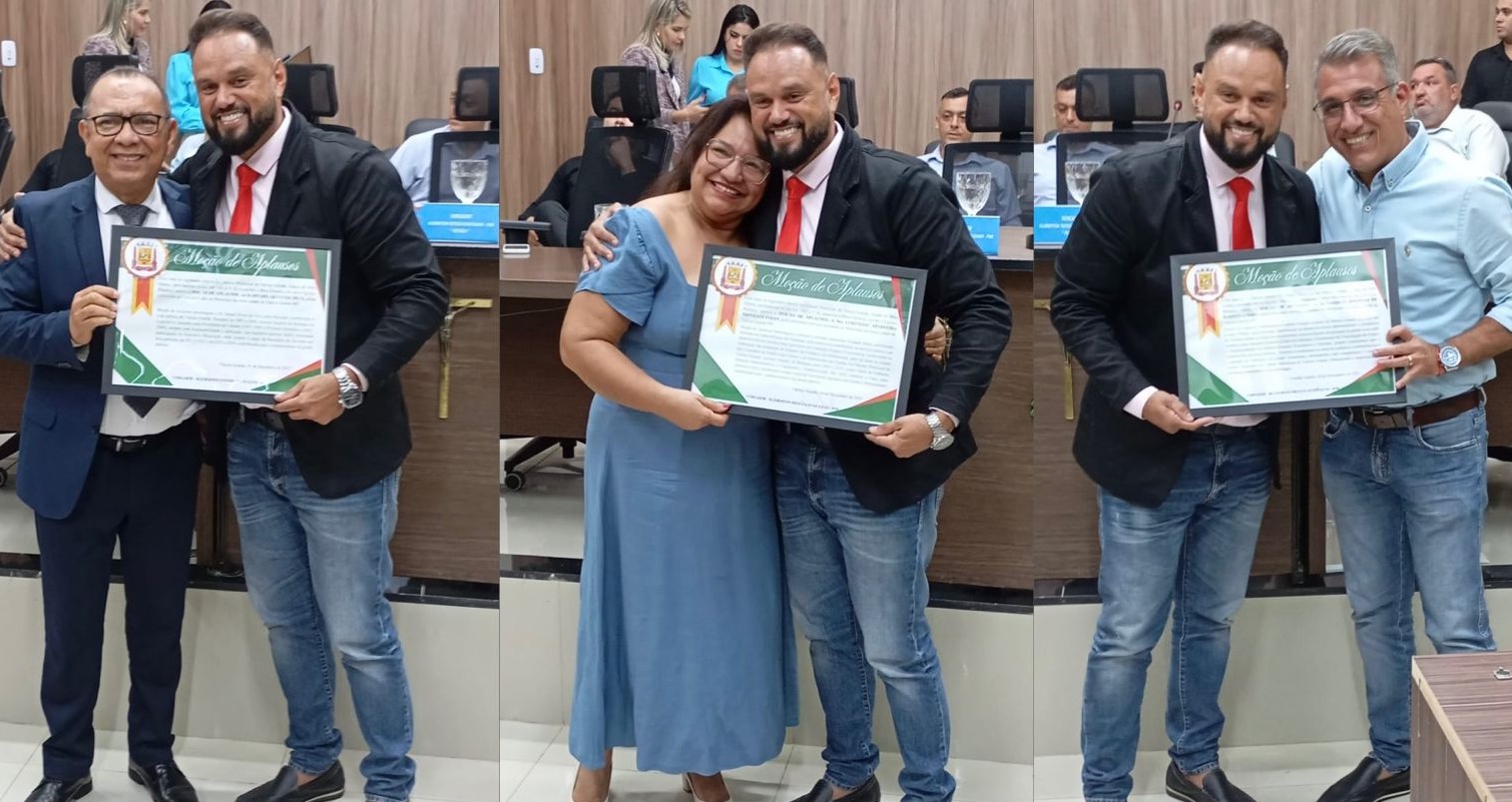 Vereador concede moção e reconhece líderes da Câmara como grandes personalidades